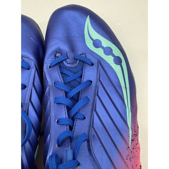 Saucony Women's Spitfire 5 Running Spikes Performance Shoes Size 9.5 Blue Pink - Picture 7 of 15